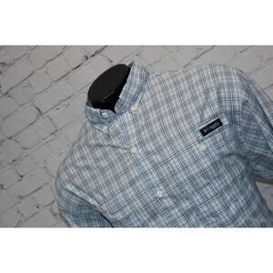Columbia PFG Performance Fishing Gear Shirt Mens XL Super Tamiami Blue Plaids